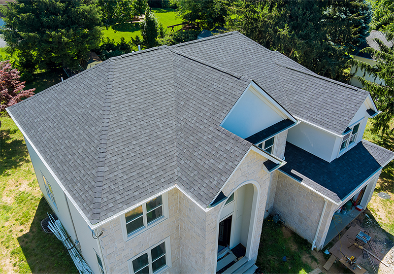 New shingle home on roof
