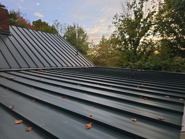 Standing Seam Metal Roof Installation in Dayton, OH at sunset