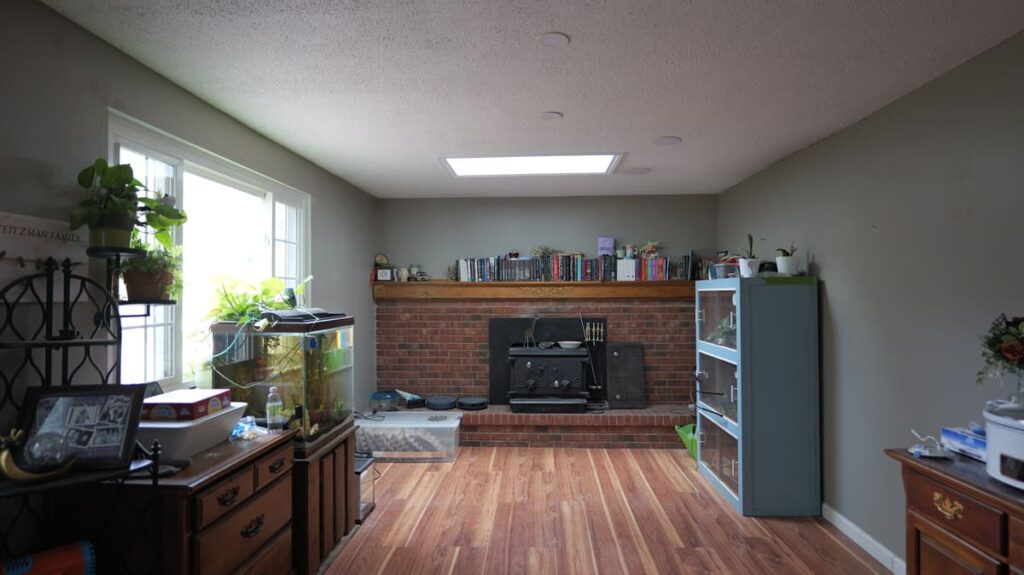 Brightly lit room with natural lighting after van martin roofing skylight installation