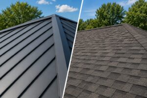 metal roof, asphalt roof, metal roofing
